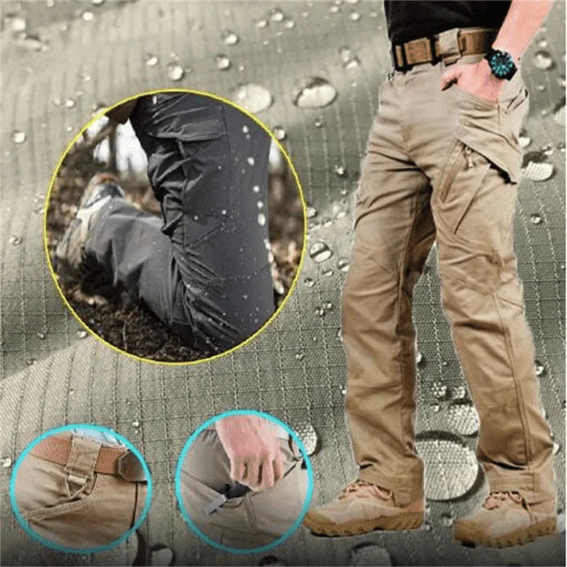 Męskie spodnie cargo z kieszeniami z klapkami-Pants for Men-Olave
