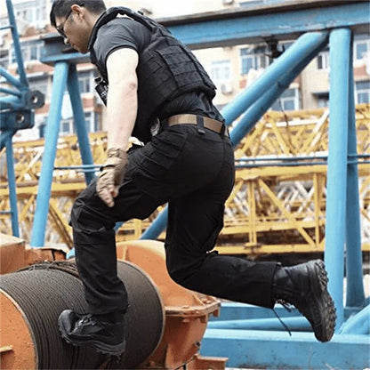 Męskie spodnie cargo z kieszeniami z klapkami-Pants for Men-Olave