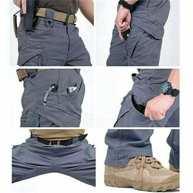 Męskie spodnie cargo z kieszeniami z klapkami-Pants for Men-Olave