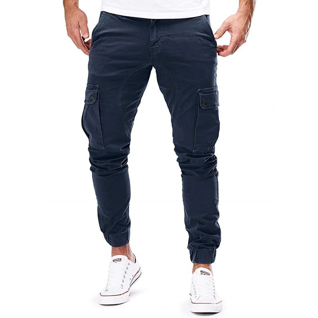 Męskie spodnie joggery cargo o kroju slim fit-Pants for Men-Olave