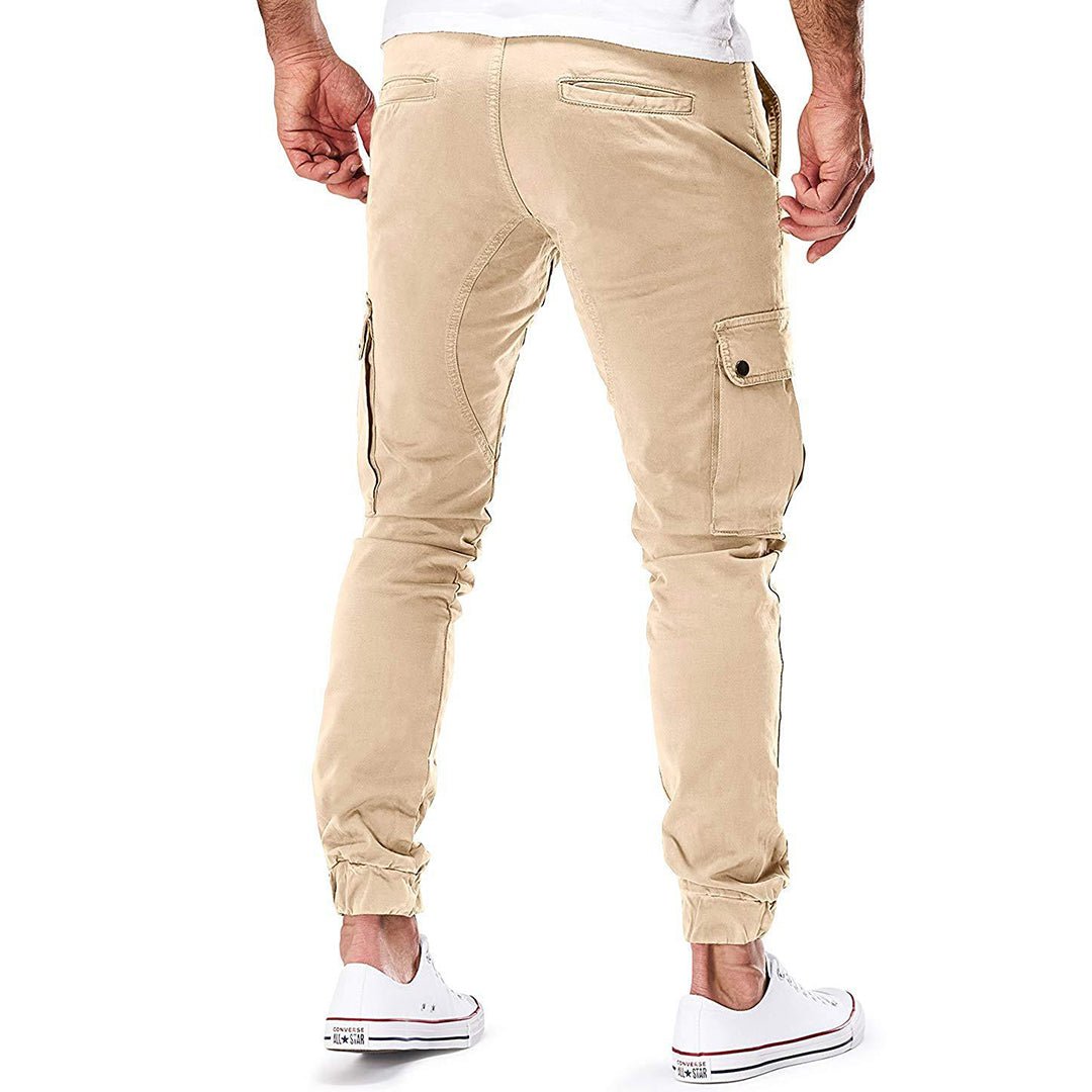Męskie spodnie joggery cargo o kroju slim fit-Pants for Men-Olave