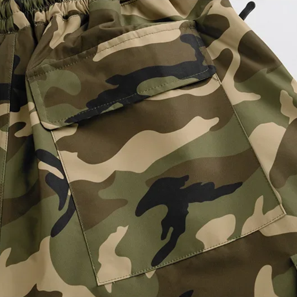 Męskie spodnie snowboardowe cargo w kamuflażu-Pants for Men-Olave