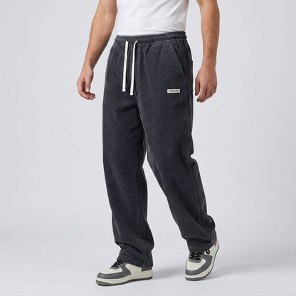 Męskie spodnie sztruksowe ze sznurkiem-Pants for men-Olave