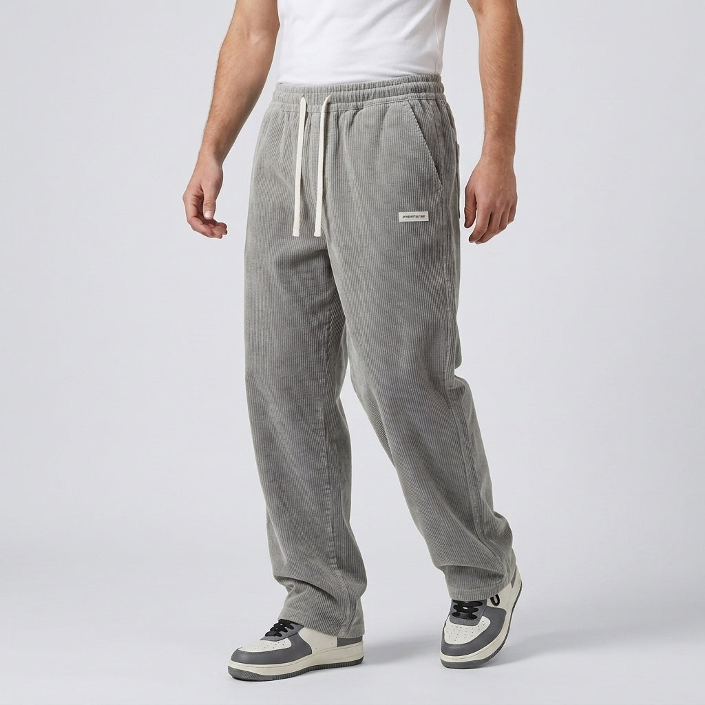 Męskie spodnie sztruksowe ze sznurkiem-Pants for men-Olave