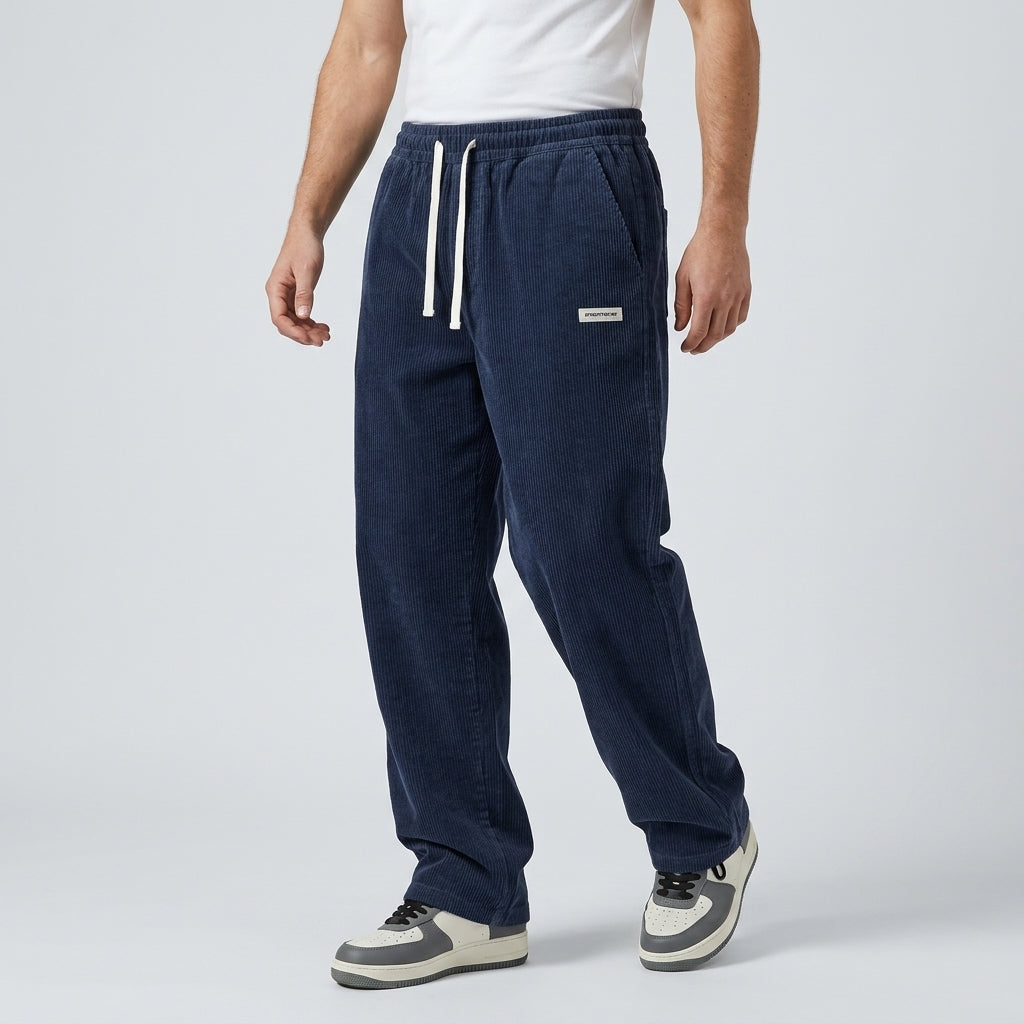 Męskie spodnie sztruksowe ze sznurkiem-Pants for men-Olave