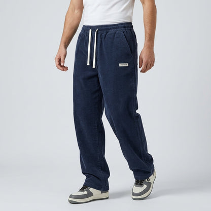 Męskie spodnie sztruksowe ze sznurkiem-Pants for men-Olave