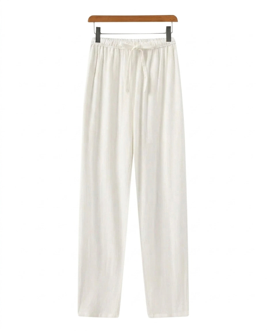 Męskie spodnie z prostymi nogawkami i wiązaniem w talii-Pants for Men-Olave