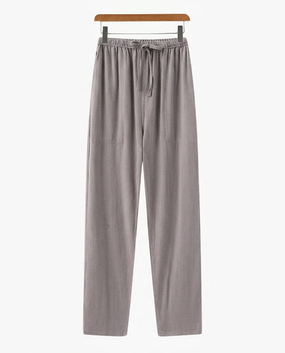 Męskie spodnie z prostymi nogawkami i wiązaniem w talii-Pants for Men-Olave