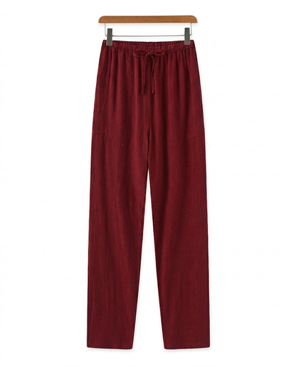 Męskie spodnie z prostymi nogawkami i wiązaniem w talii-Pants for Men-Olave