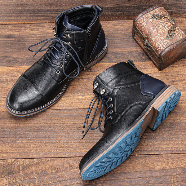 Męskie sznurowane botki z bocznym zamkiem-Footwear for men-Olave