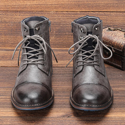 Męskie sznurowane botki z bocznym zamkiem-Footwear for men-Olave