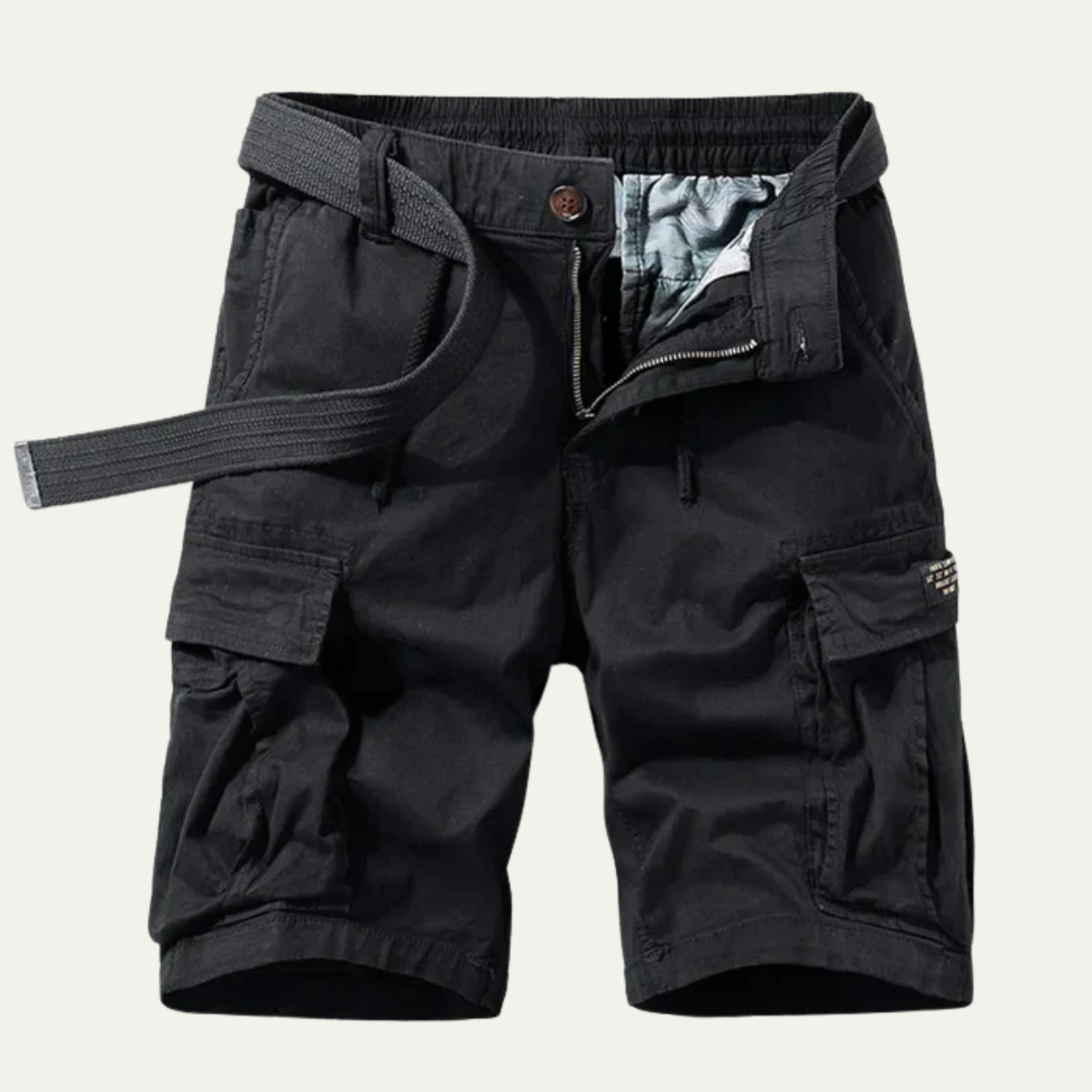 Męskie szorty cargo z elastycznym pasem i kieszeniami z klapkami-Shorts for men-Olave