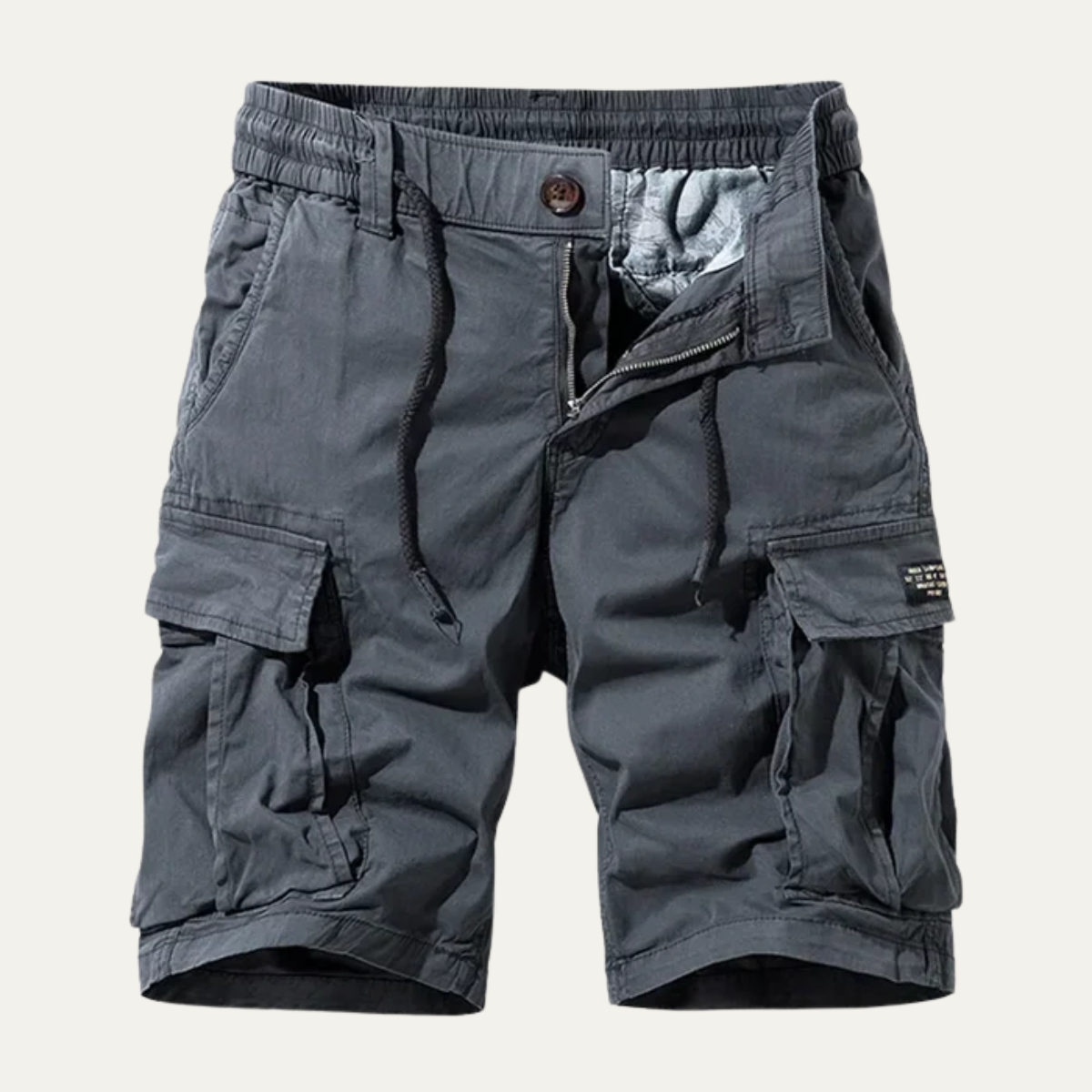Męskie szorty cargo z elastycznym pasem i kieszeniami z klapkami-Shorts for men-Olave