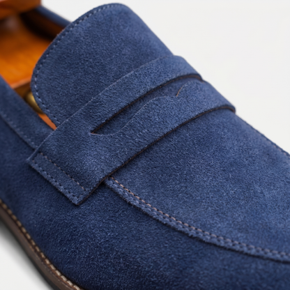 Męskie zamszowe mokasyny typu penny loafers z przeszyciem na nosku-Footwear for men-Olave