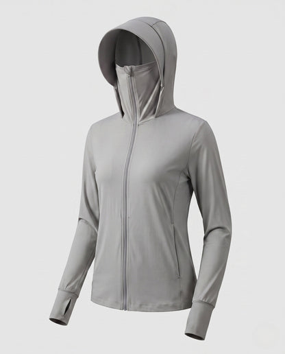 Damska bluza dresowa z kapturem i zamkiem błyskawicznym-Jacket for women-Olave