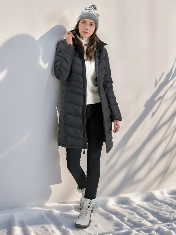 Damska kurtka puchowa z kapturem i zamkiem błyskawicznym-Jacket for women-Olave