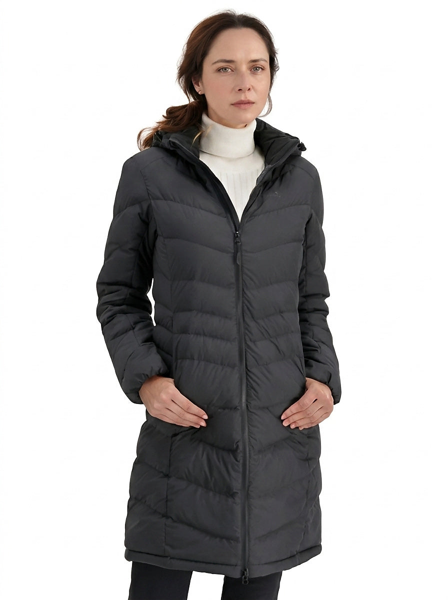 Damska kurtka puchowa z kapturem i zamkiem błyskawicznym-Jacket for women-Olave