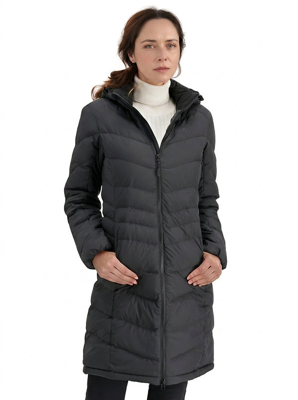 Damska kurtka puchowa z kapturem i zamkiem błyskawicznym-Jacket for women-Olave