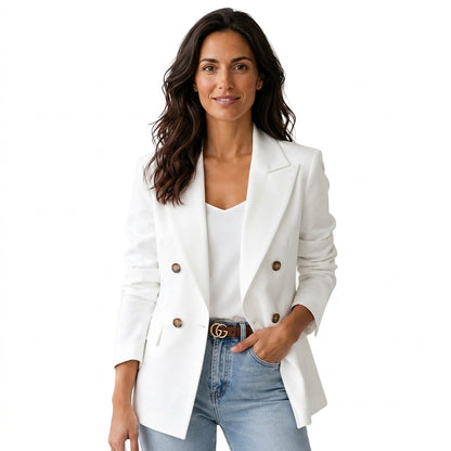 Damska marynarka dwurzędowa z klapami-Blazer for women-Olave