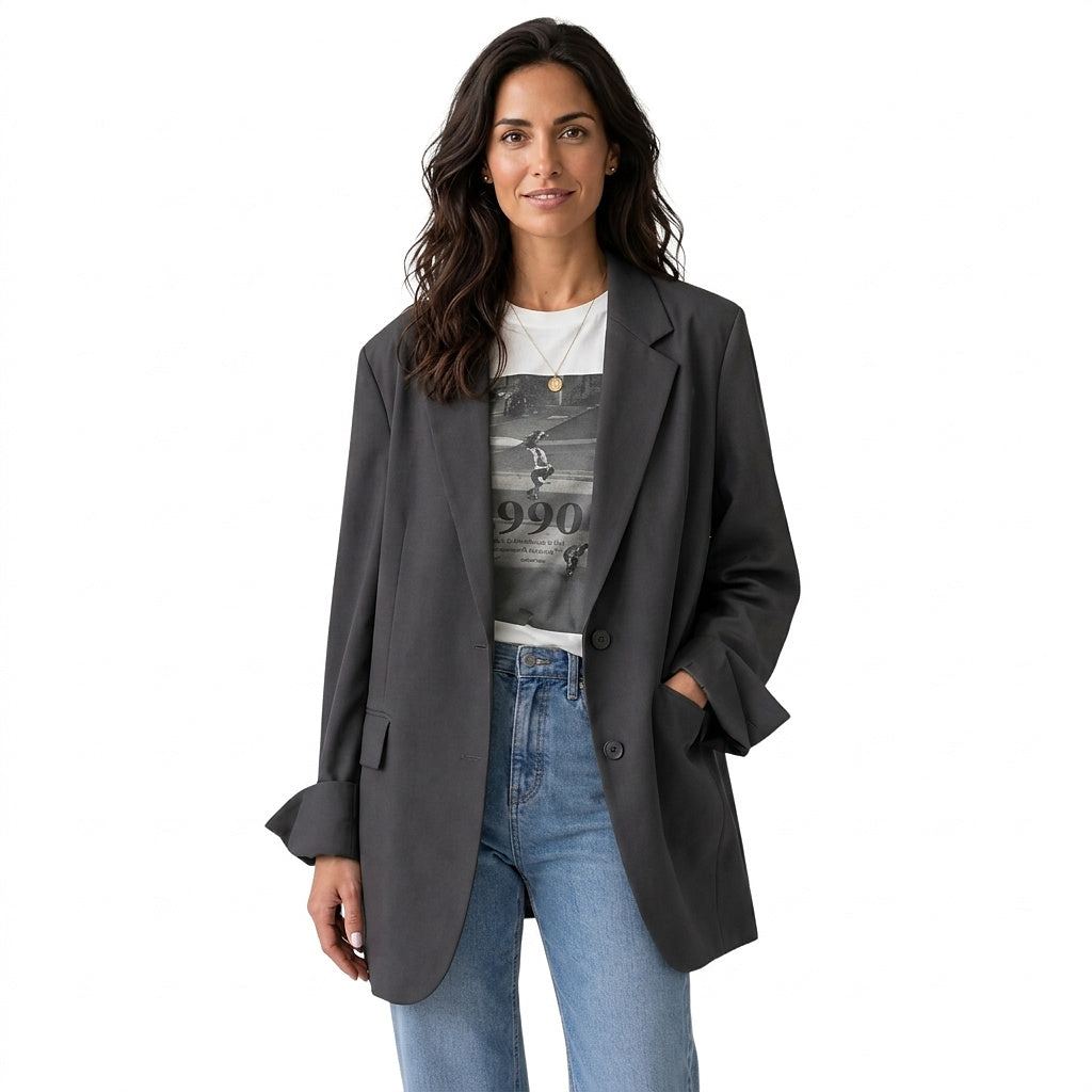 Damska marynarka oversize z dwoma guzikami-Blazer for Women-Olave