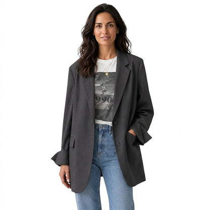 Damska marynarka oversize z dwoma guzikami-Blazer for Women-Olave