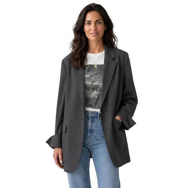 Damska marynarka oversize z dwoma guzikami-Blazer for Women-Olave
