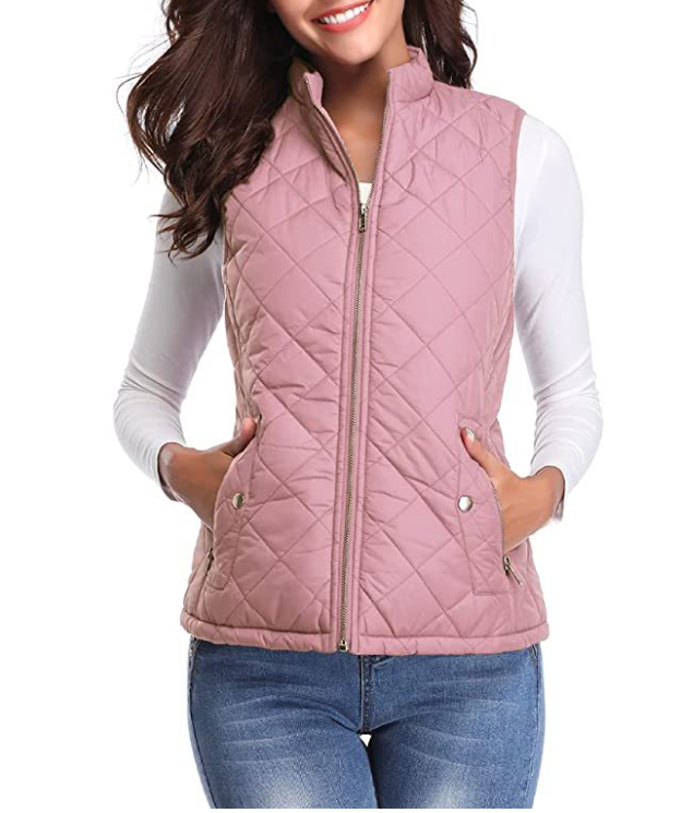 Damska pikowana kamizelka zapinana na zamek-Vest for women-Olave