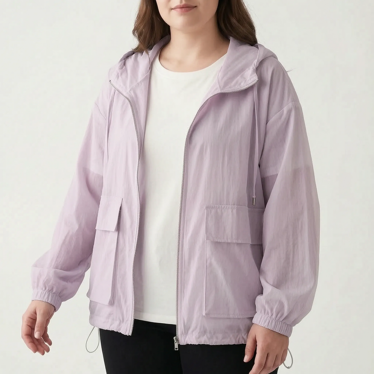 Damska sportowa kurtka z kapturem i zamkiem błyskawicznym-Jacket for women-Olave