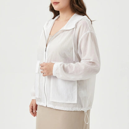 Damska sportowa kurtka z kapturem i zamkiem błyskawicznym-Jacket for women-Olave