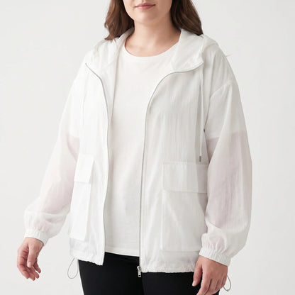 Damska sportowa kurtka z kapturem i zamkiem błyskawicznym-Jacket for women-Olave