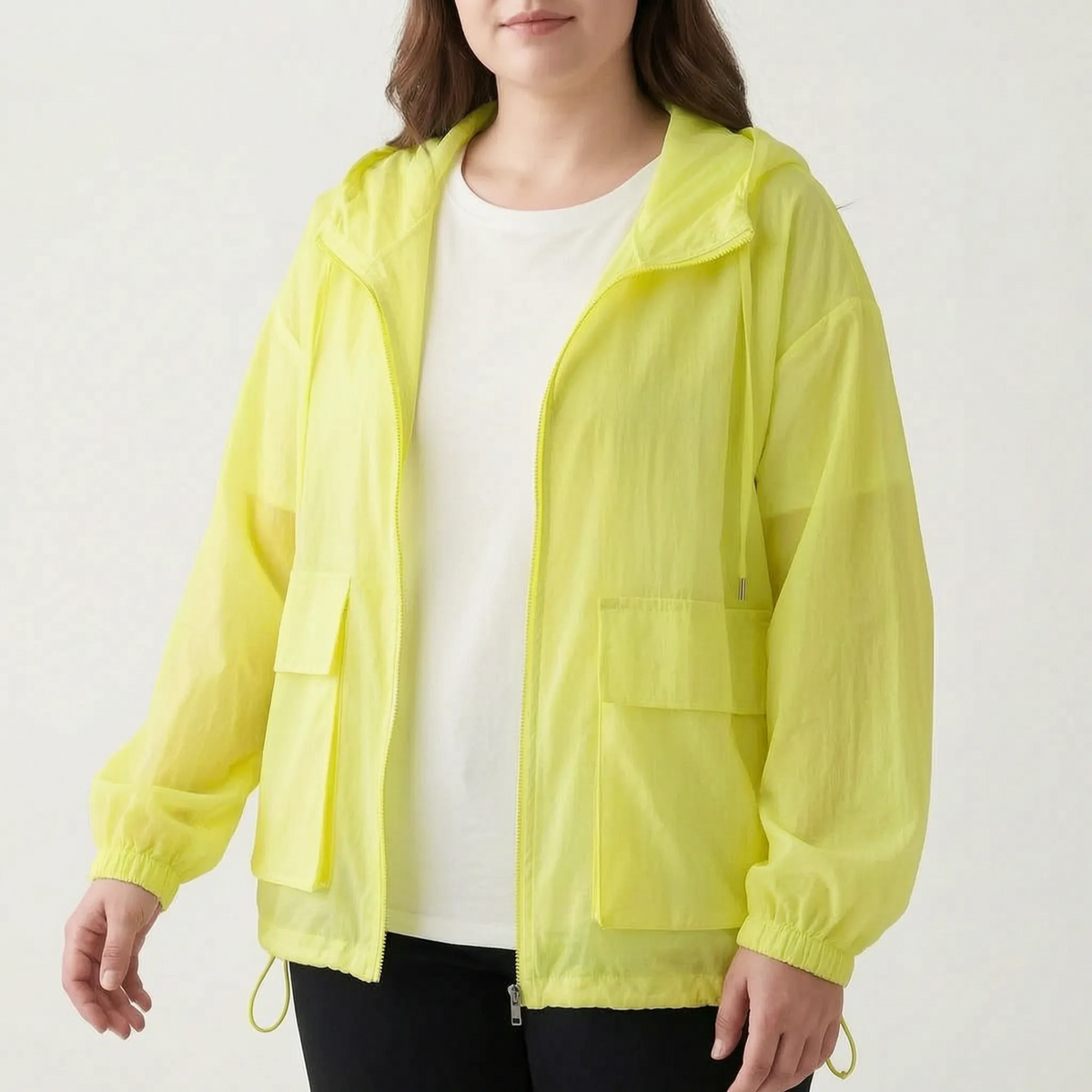 Damska sportowa kurtka z kapturem i zamkiem błyskawicznym-Jacket for women-Olave