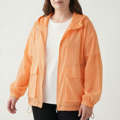 Damska sportowa kurtka z kapturem i zamkiem błyskawicznym-Jacket for women-Olave