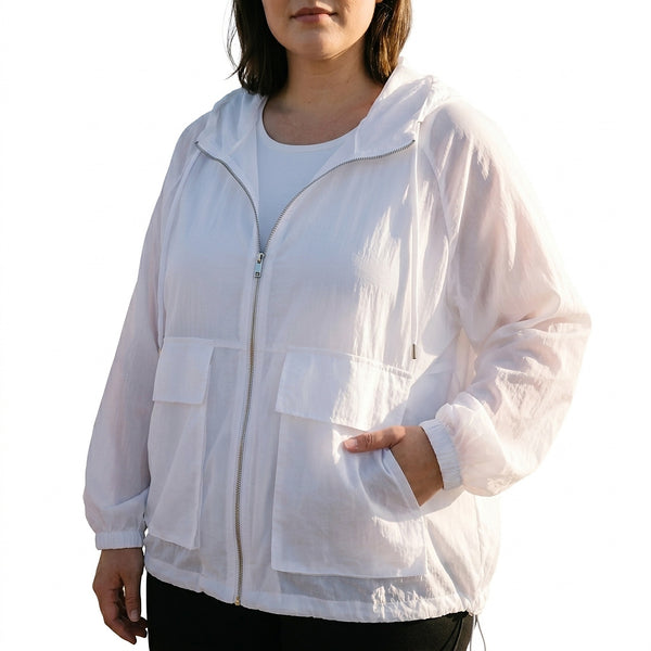 Damska sportowa kurtka z kapturem i zamkiem błyskawicznym-Jacket for women-Olave