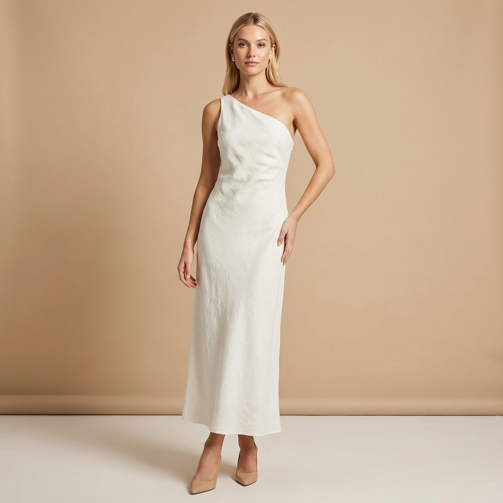Damska Sukienka Maxi na Jedno Ramię-Maxi Dress-Olave