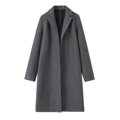 Damski długi płaszcz z domieszką wełny-Coats for women-Olave