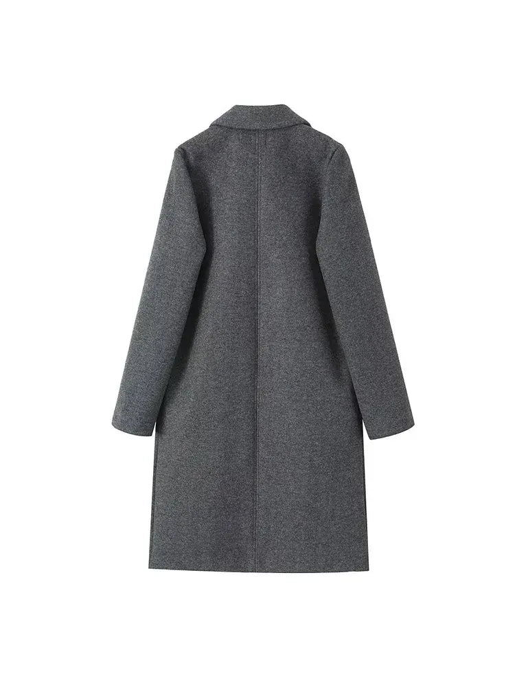 Damski długi płaszcz z domieszką wełny-Coats for women-Olave
