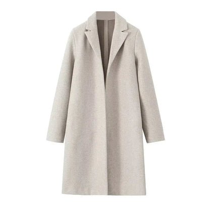 Damski długi płaszcz z domieszką wełny-Coats for women-Olave
