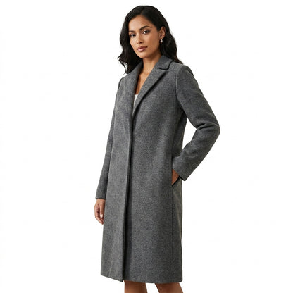 Damski długi płaszcz z domieszką wełny-Coats for women-Olave