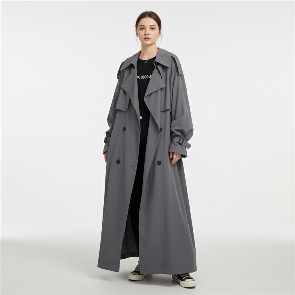 Damski długi trencz oversize-coats for women-Olave