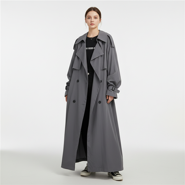 Damski długi trencz oversize-coats for women-Olave