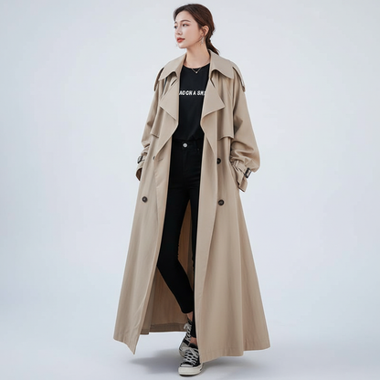 Damski długi trencz oversize-coats for women-Olave