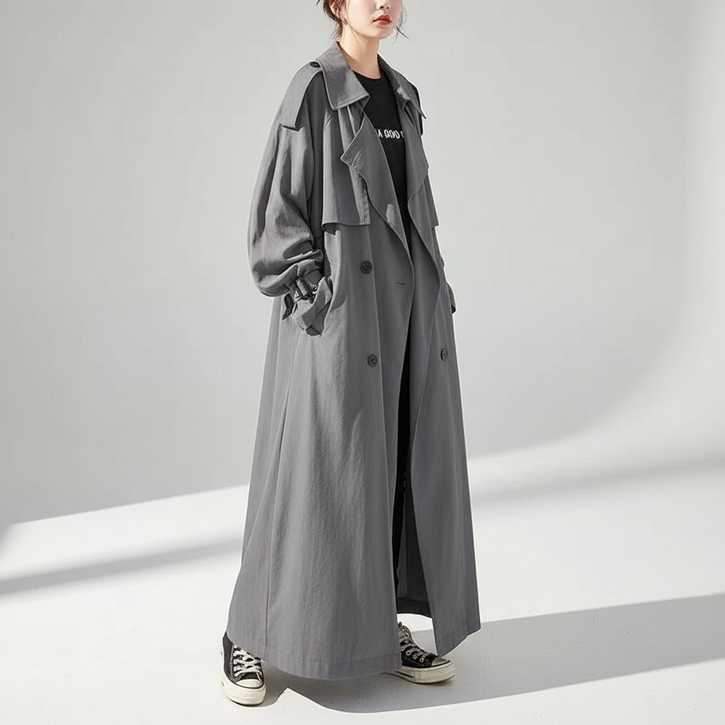 Damski długi trencz oversize-coats for women-Olave