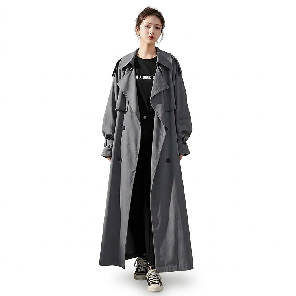 Damski długi trencz oversize-coats for women-Olave