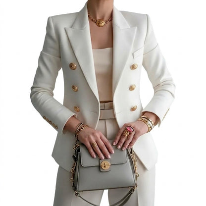Damski dopasowany żakiet ze złotymi guzikami-Blazer for women-Olave