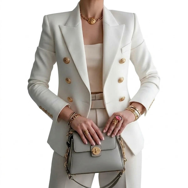 Damski dopasowany żakiet ze złotymi guzikami-Blazer for women-Olave