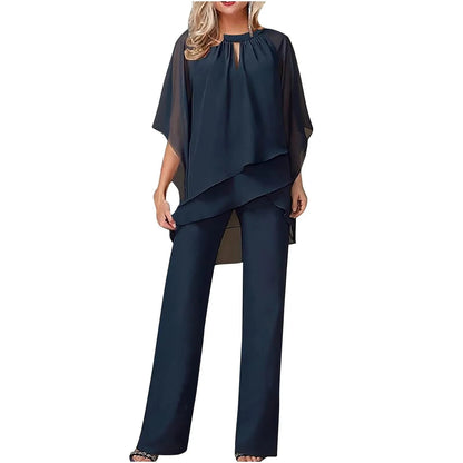 Damski kombinezon z szyfonową narzutką i szerokimi nogawkami-Jumpsuits for woman-Olave