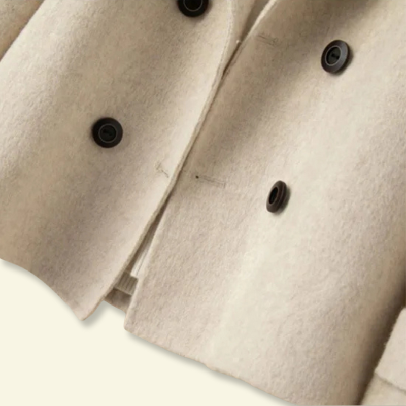 Damski krótki płaszcz z klapami i guzikami-Coats for women-Olave