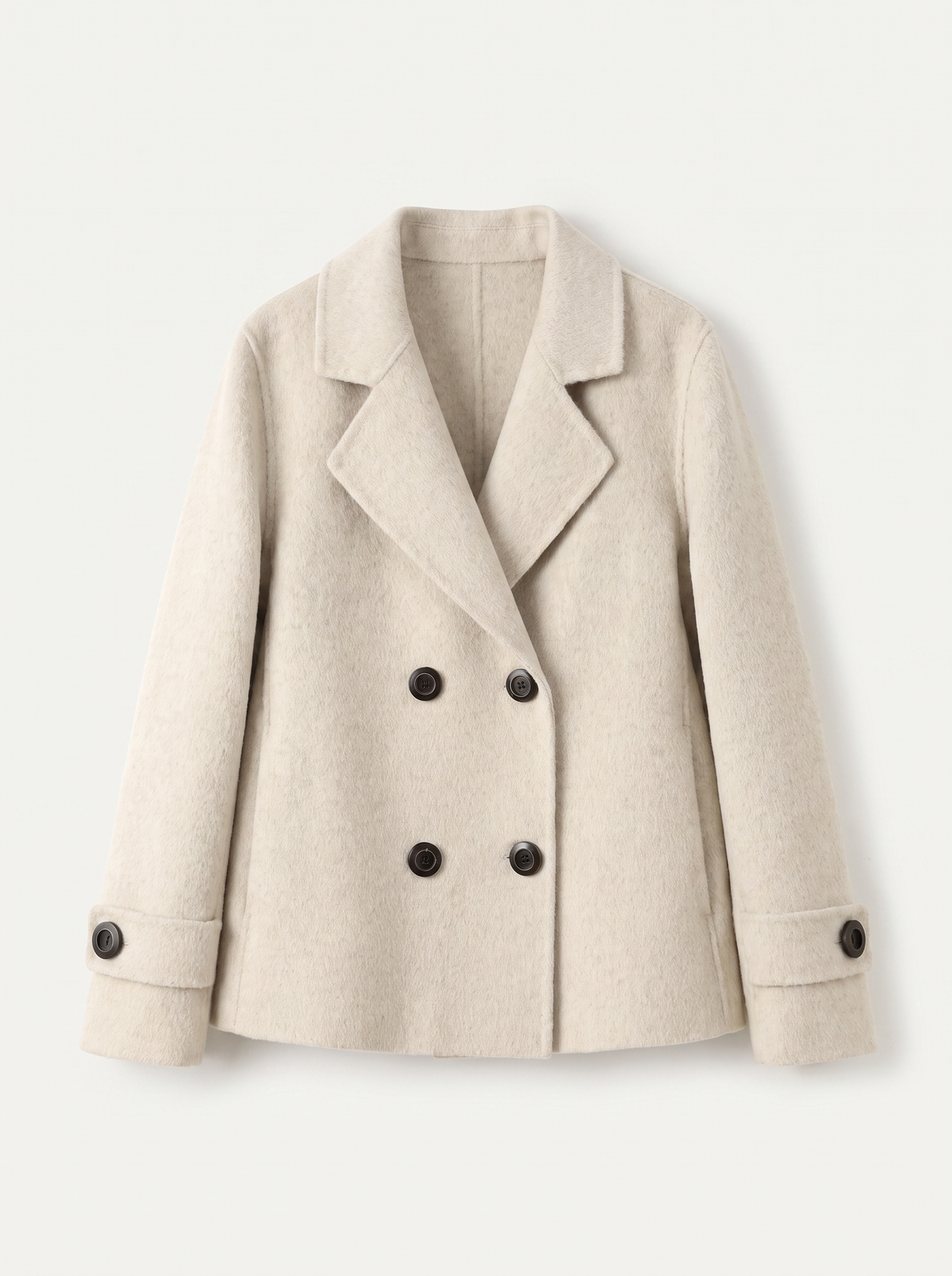 Damski krótki płaszcz z klapami i guzikami-Coats for women-Olave
