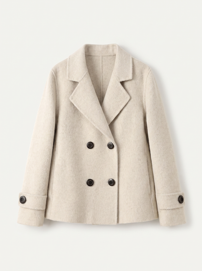 Damski krótki płaszcz z klapami i guzikami-Coats for women-Olave