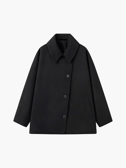 Damski płaszcz oversize z mieszanki wełny zapinany na guziki-Coats for women-Olave
